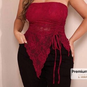 Strapless Burgundy Lace Corset Top